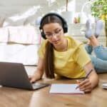 Flexible online learning student engaging with coursework at home for Bradford International Virtual School.