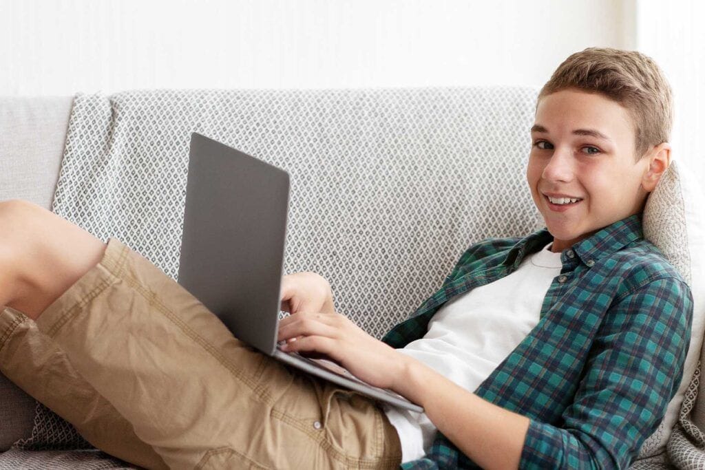 Laptop and student learning at Bradford International Virtual School, online education, virtual classroom